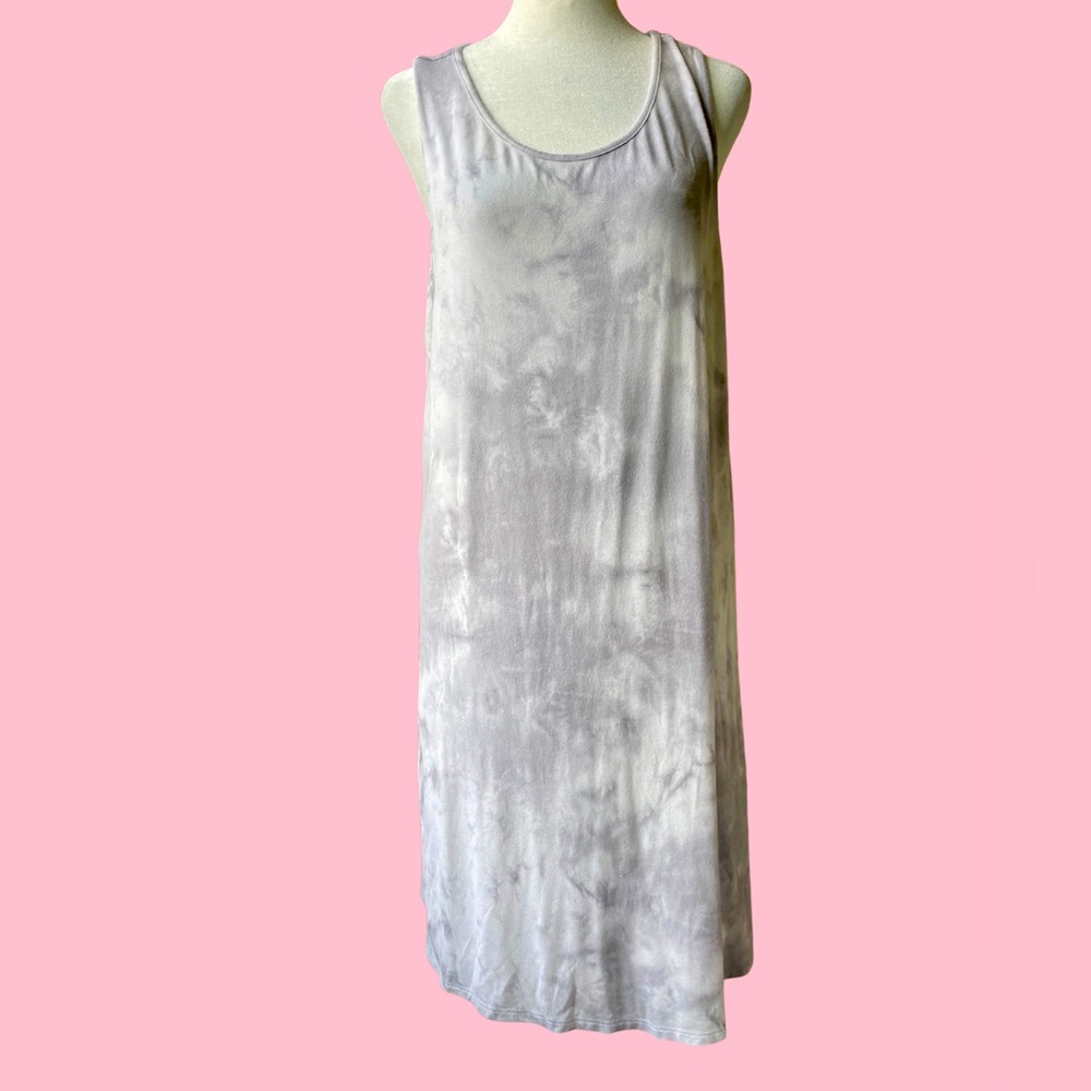Women’s Express XL Sleeveless  Midi Tank Dress Gray/White Tie Dye